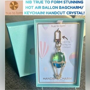NWT CRYSTAL HOT AIR BALLOON BAG CHARM! HAND CUT CRYSTAL! ABSOLUTELY STUNNING!